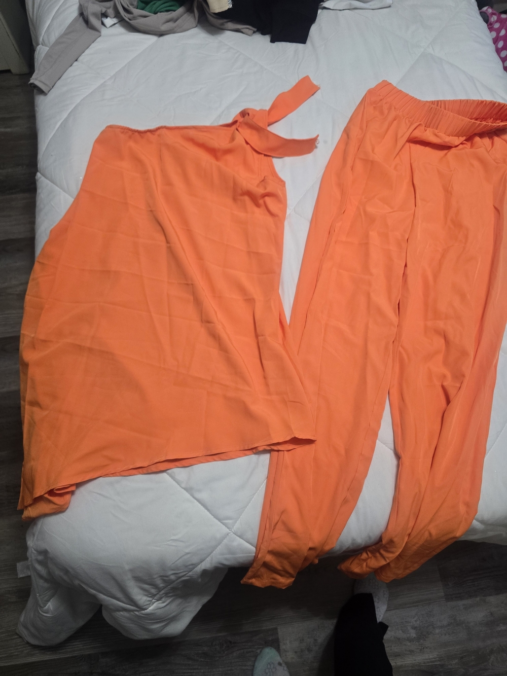 Women's Orange Two-Piece Pant Set - Comfortable